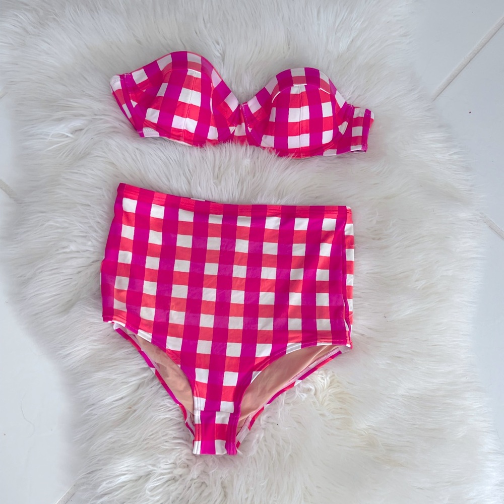 Jcrew Checkered/Gingham Strapless High Waisted Tw… - image 3